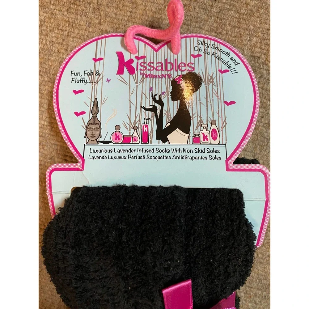 Minx NYC Kissables Lavender Infused Black Fuzzy Socks with Non Skid Soles